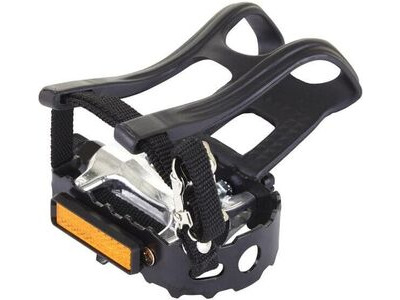 M PART Essential Alloy pedals including toe clips and straps